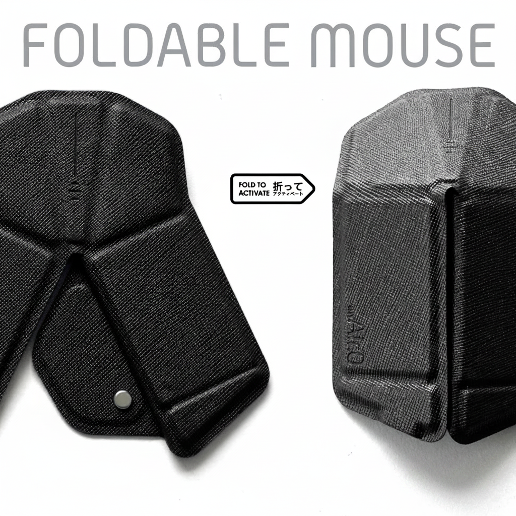 OrigamiMouse Black Pearl - mouse pieghevole wireless finitura perlata, vista frontale