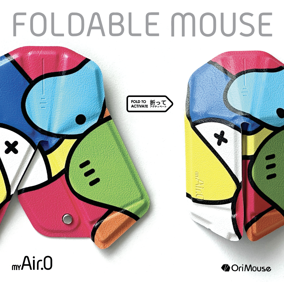 OrigamiMouse Popu Canvas - mouse pieghevole wireless edizione artistica, vista frontale