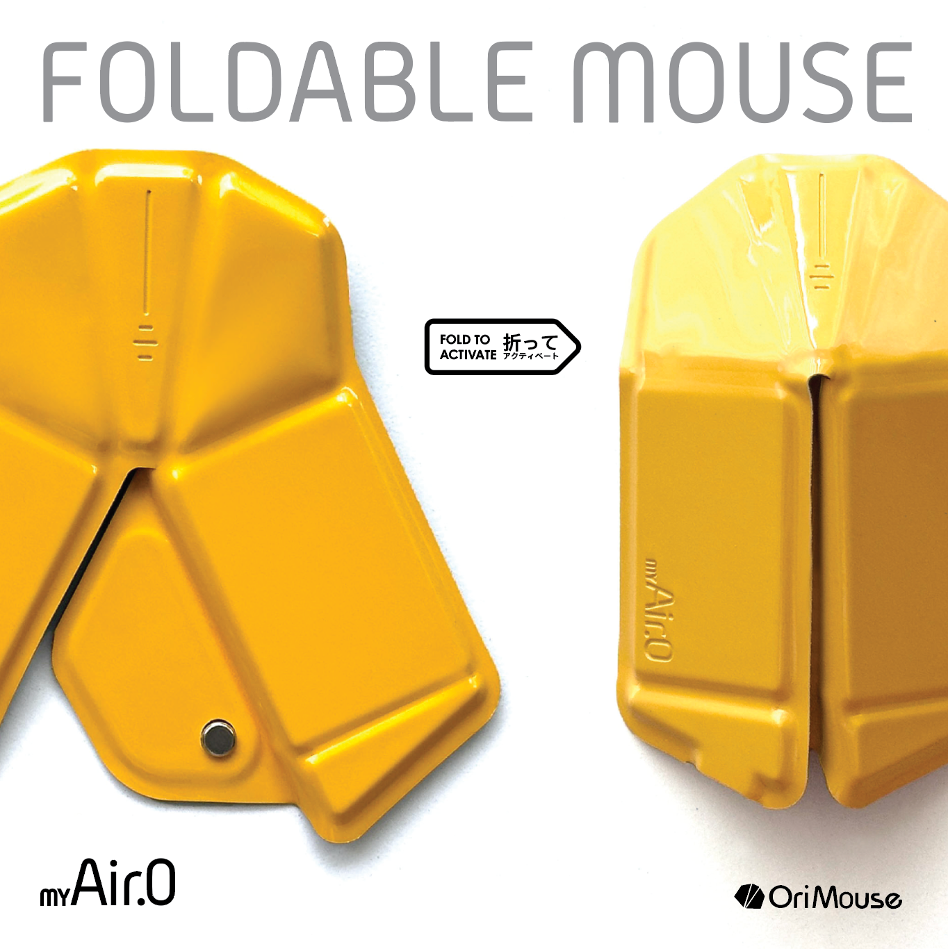OrigamiMouse Racing Amber - mouse pieghevole wireless finitura glossy, vista frontale