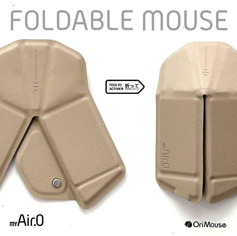 OrigamiMouse The Beige - mouse pieghevole wireless, vista frontale